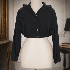 Heroine Sport Lightweight Black Hoodie Cropped Jacket SIZE XL